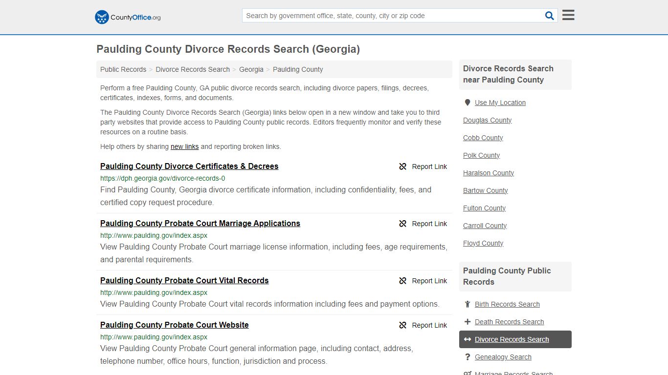 Paulding County Divorce Records Search (Georgia) - County Office